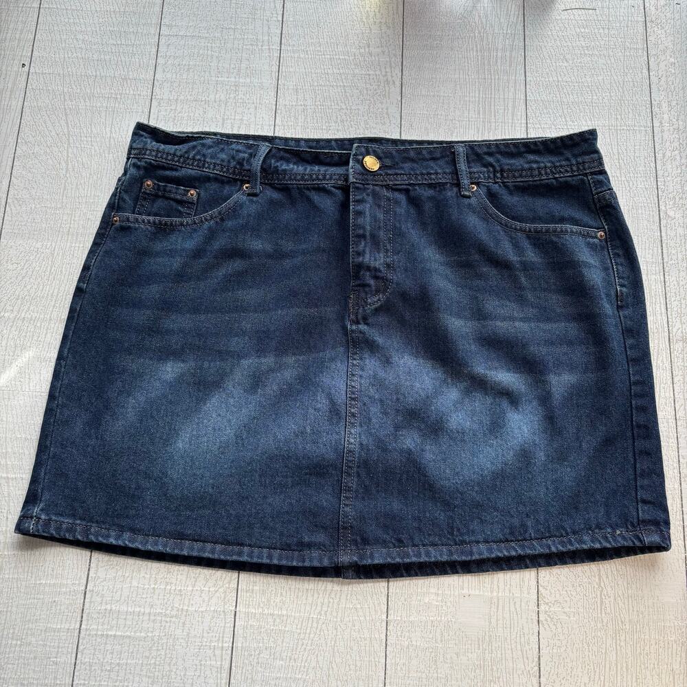 ChouYaTou Blue Denim Mini Skirt XL Cotton Blend